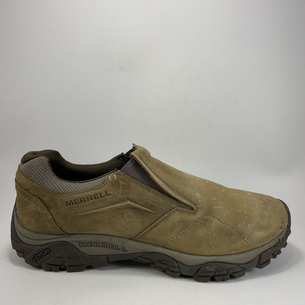 Merrell Jungle Moc Taupe Suede Slip On Shoes Mens US 14 Vibram Comfort Slip On